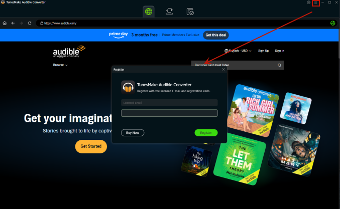 register audible converter