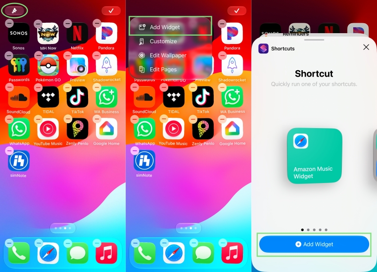 add amazon music widget on iphone