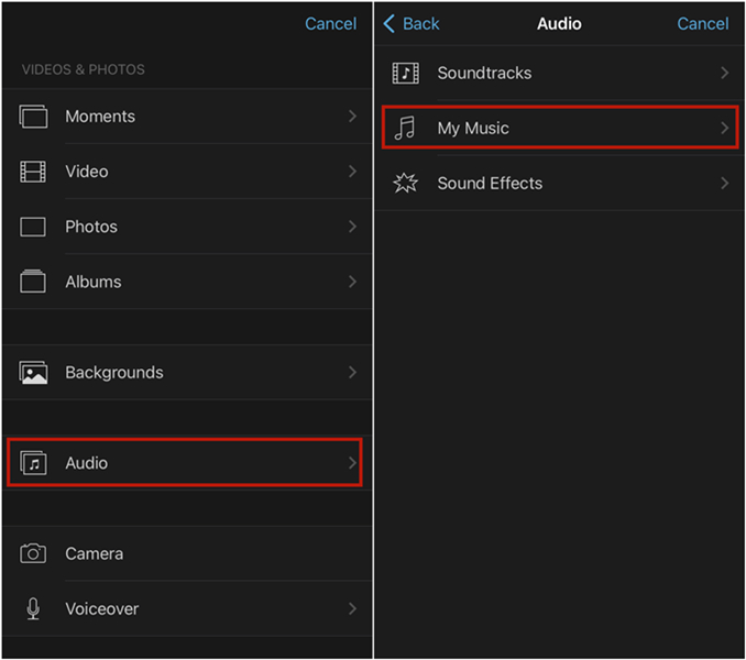 add audio to imovie