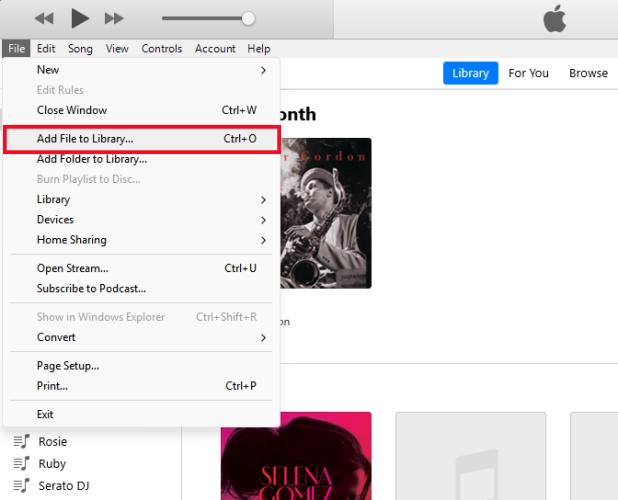 add file to library in itunes