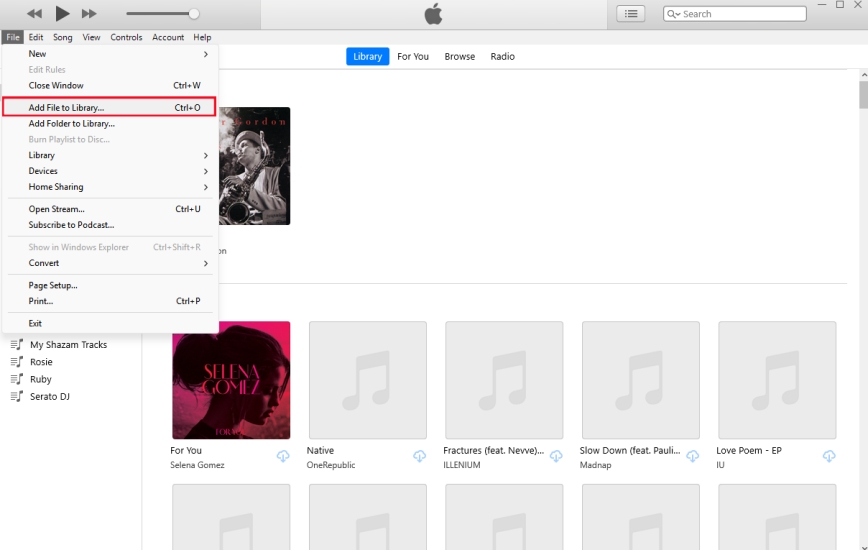 add files to library in itunes