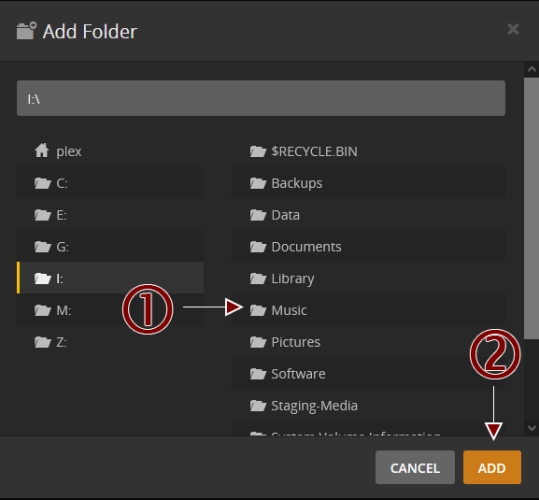 add music folder in plex