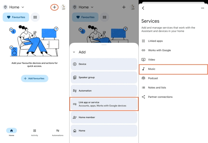 add music service to google home