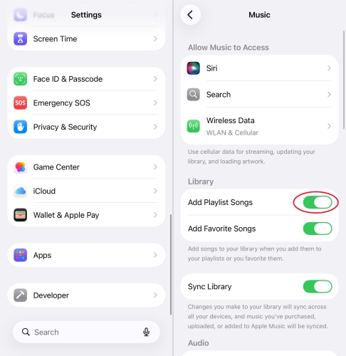 check add playlist songs on iphone