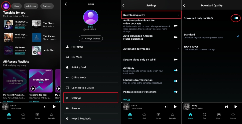 adjust download quality in amazon music
