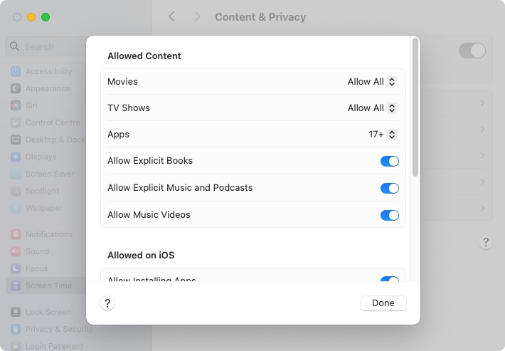 allow explict music and podcasts on mac