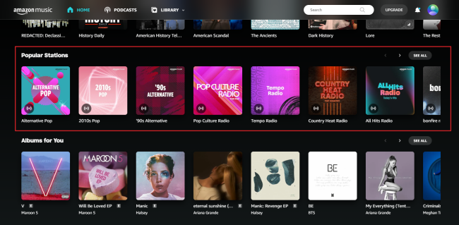 amazon music popular stations