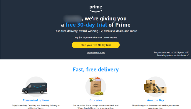 amazon prime membership