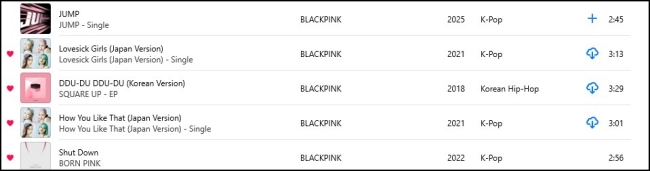 downlload icon on apple music desktop