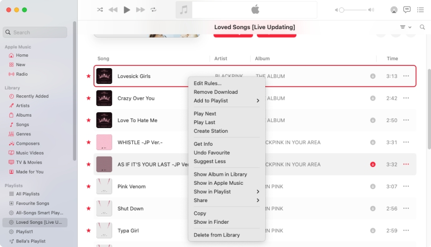 apple music downloads show in finder on mac
