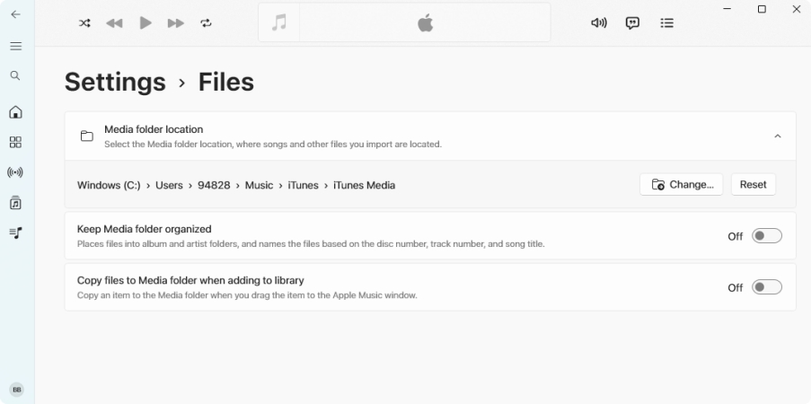 apple music folder location on windows
