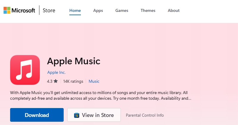 get apple music on microsoft store