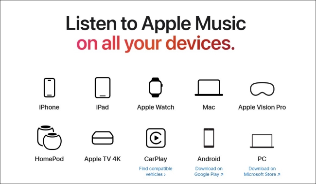 apple music available devices
