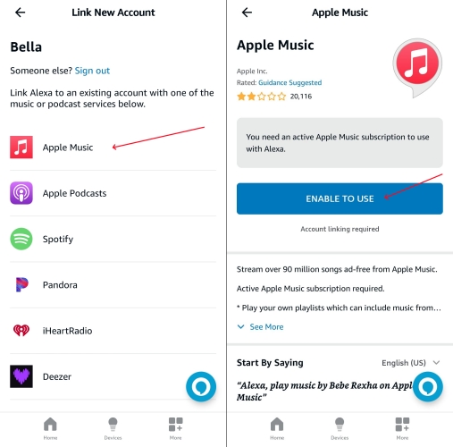 add apple music to alexa
