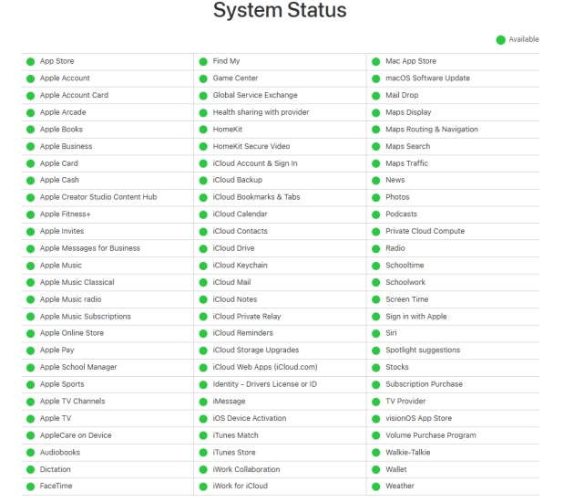 apple system status