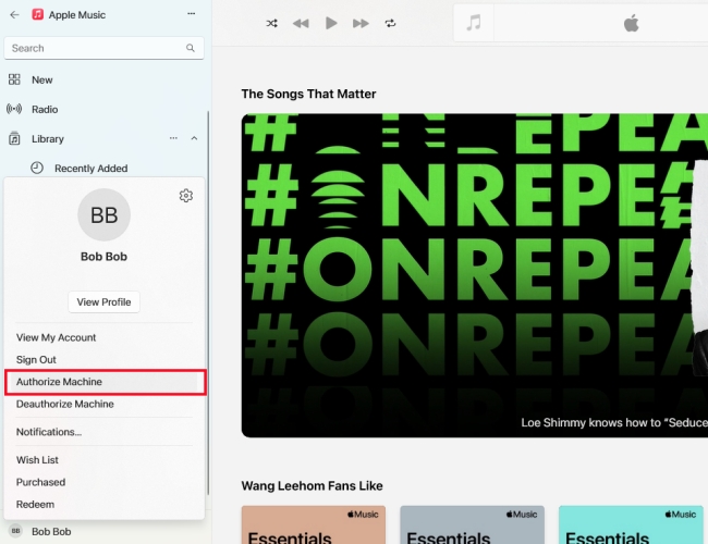 authorize apple music on windows pc