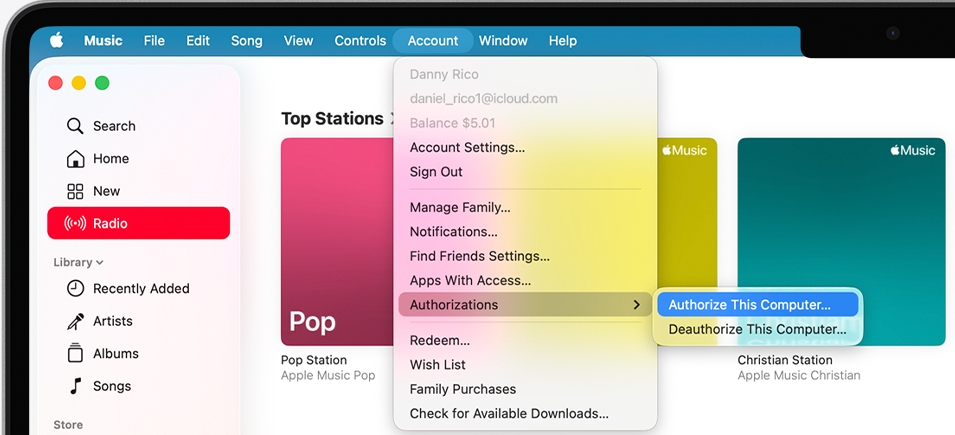 deauthorize this computer in apple music on mac