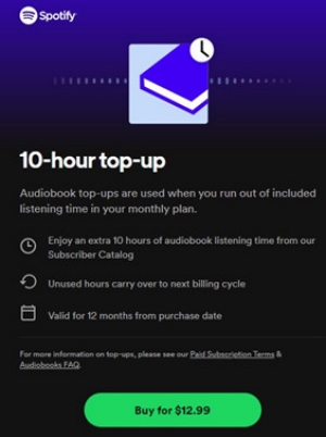 buy spotify audiobook listening time