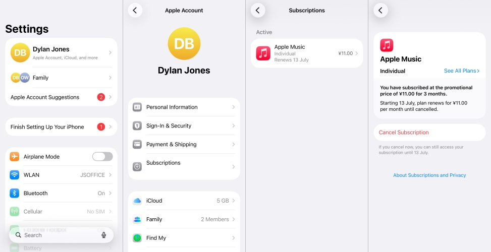 cancle apple music on iphone