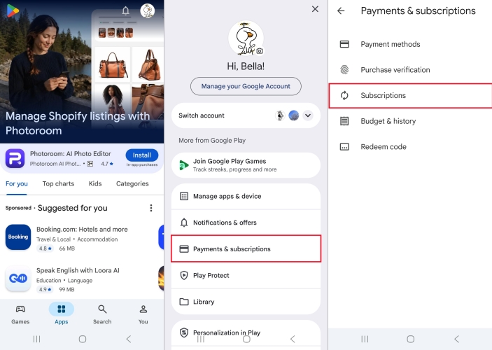 cancel subscription on google play store