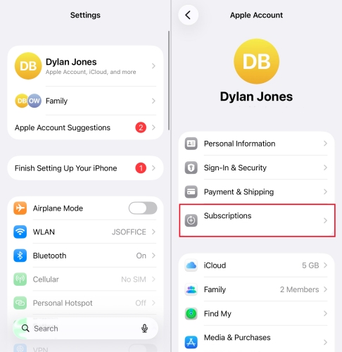 cancel subscription on iphone