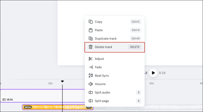 delete canva track