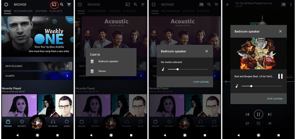 cast amazon music from android