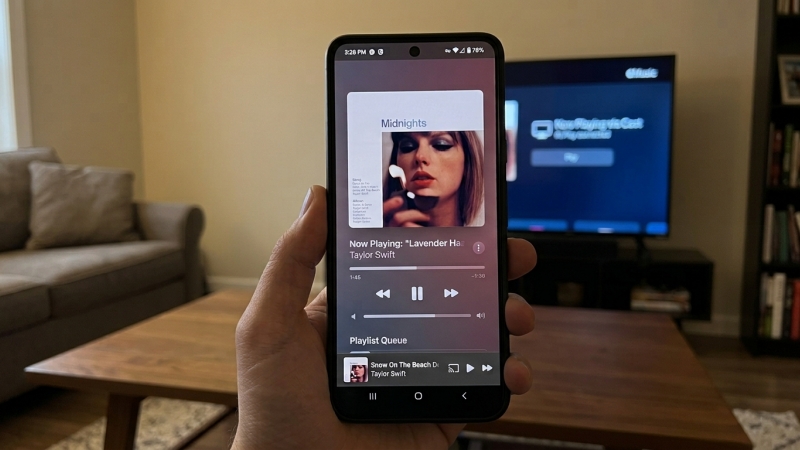 cast apple music to vizio tv via apple music android app