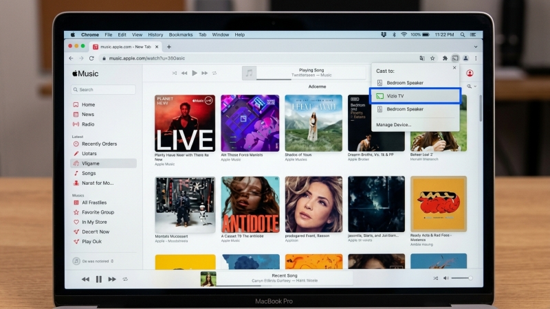 cast apple music to vizio tv via chrome web player
