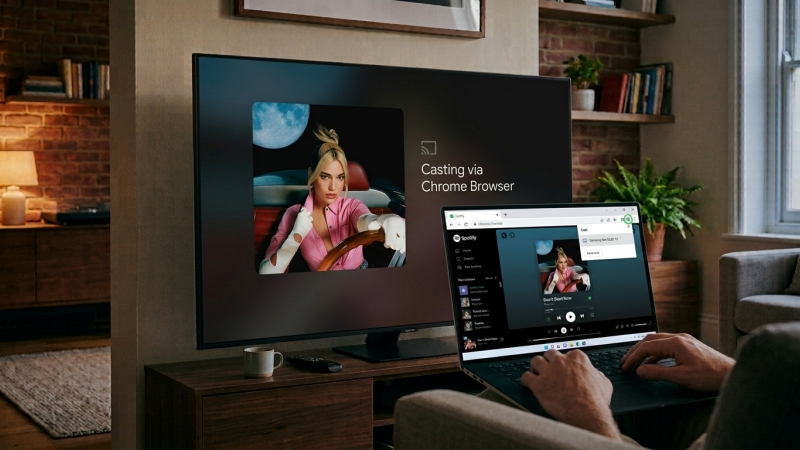 cast spotify to samsung tv via google chromecast