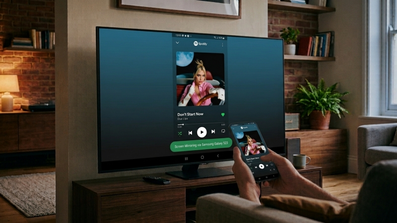 cast spotify to samsung tv via screen mirror