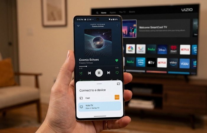 cast spotify to vizio tv via google chromecast
