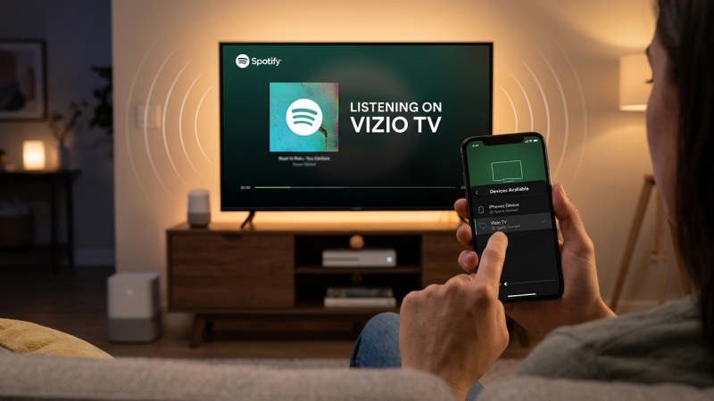 cast spotify to vizio tv via spotify connect