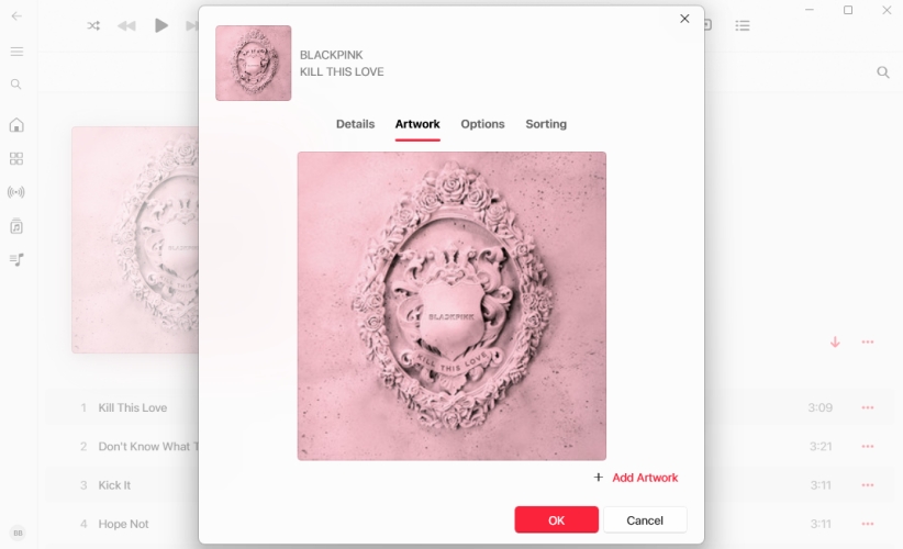 change album cover in apple music on windows pc