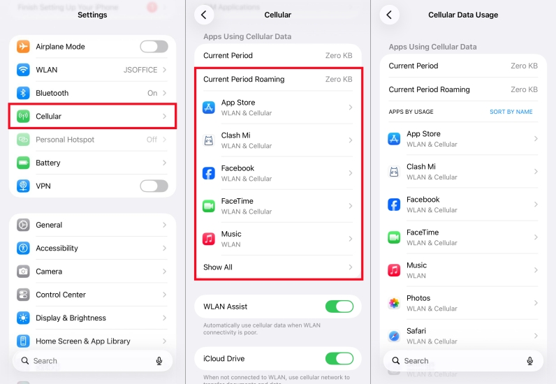 check cellular data usage on iphone