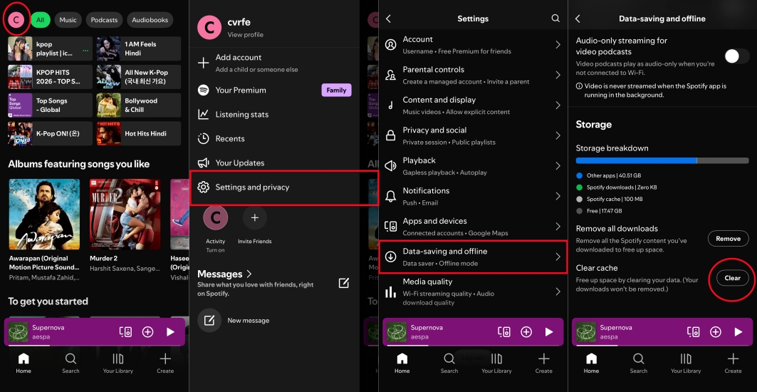 clear cache in spotify on iphone