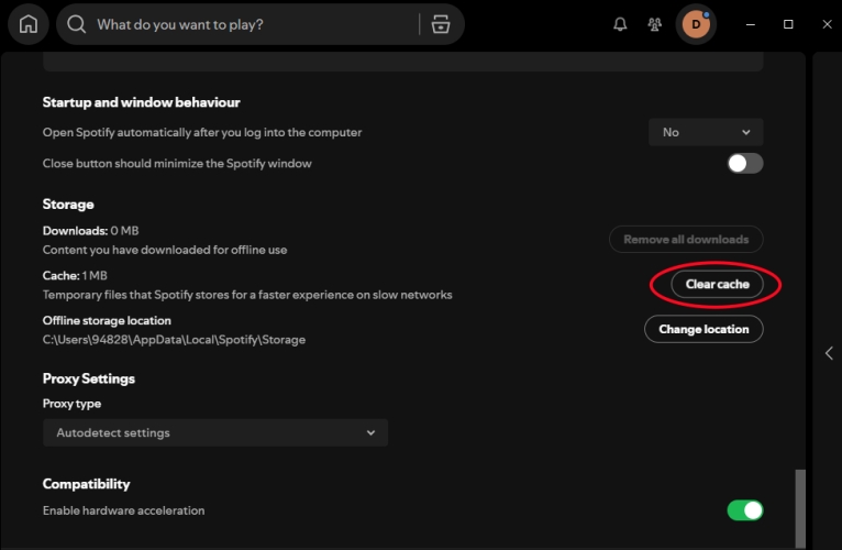 clear spotify cache on computer