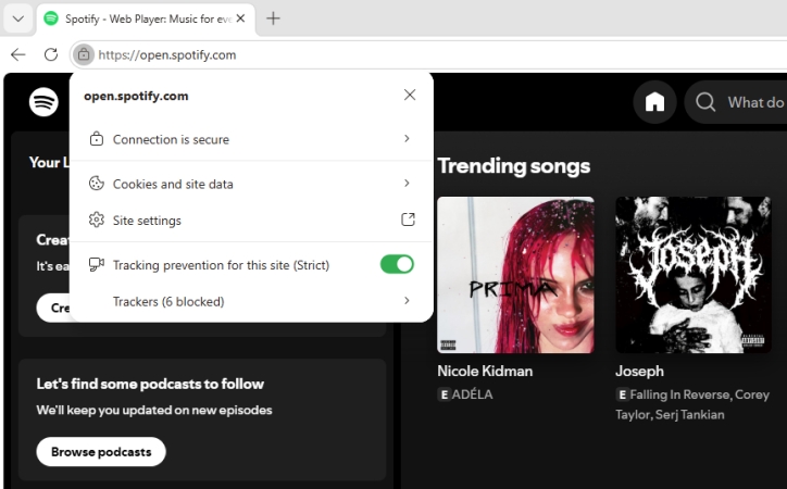 clear spotify cache in edge