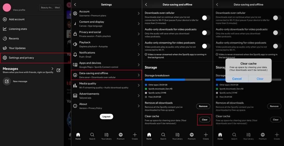 delete spotify cache