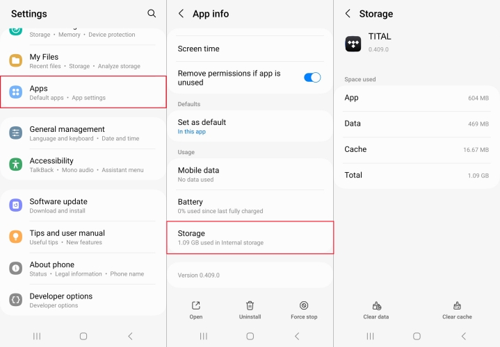 clear tidal cache on android