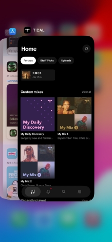 close tidal on iphone