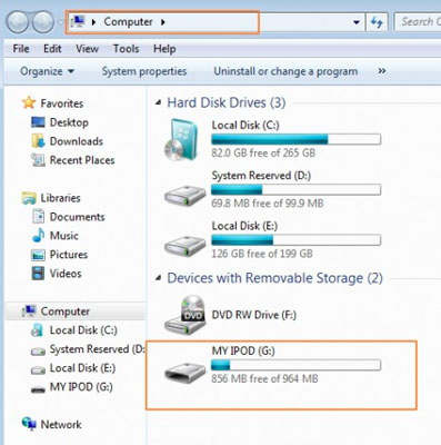 connect ipod to computer