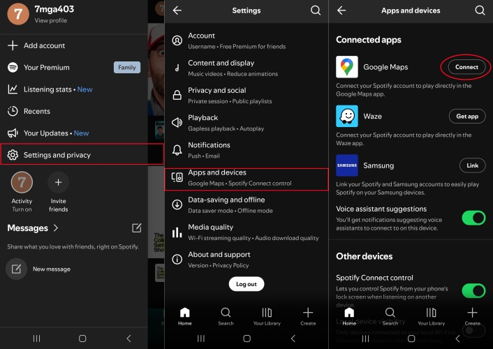 connect spotify to google maps