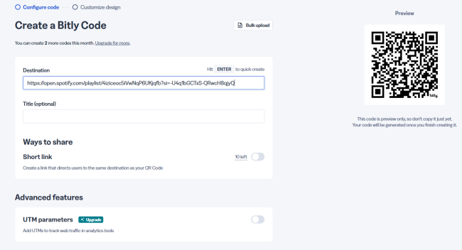 create bitly qr code