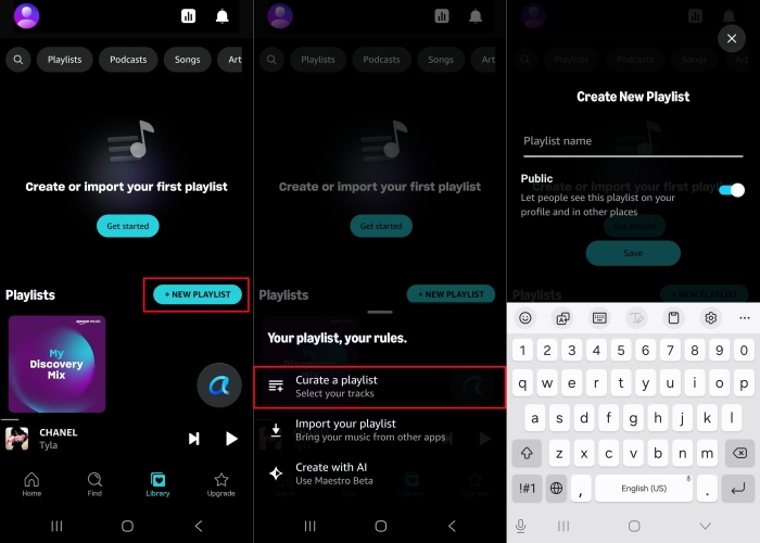 create own playlist on amazon music
