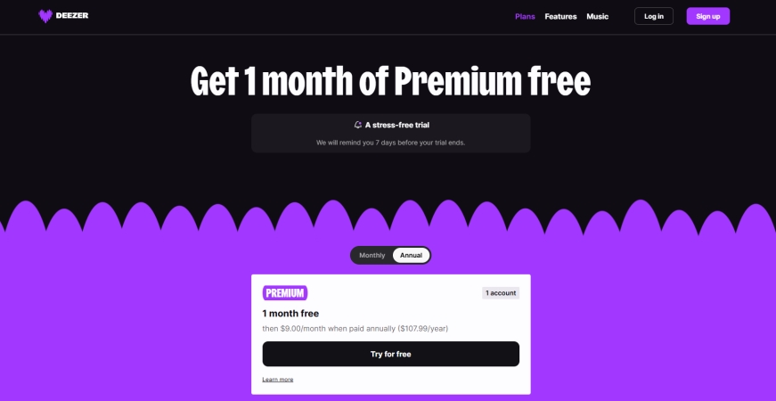 deezer trial try for free