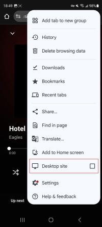 desktop site on android