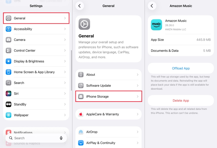 delete amazon music on iphone