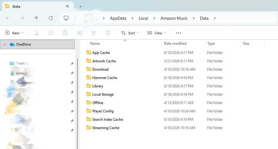 delete amazon music local data on windows pc