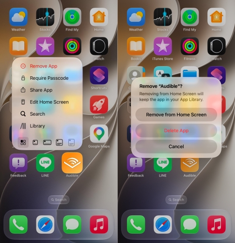 delete audible on iphone